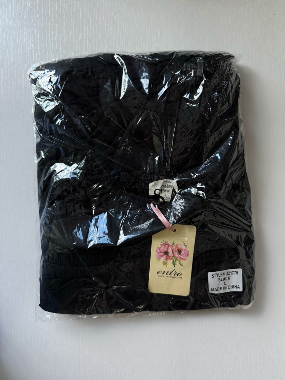 Entro | The Genevieve Puff Sleeve Mini Boho Chic Little Black Dress New Large - Picture 11 of 12